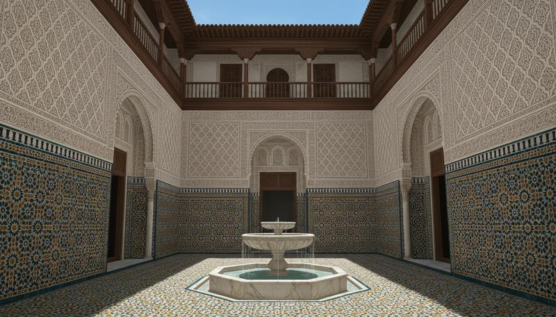 Moroccan riad courtyard interior