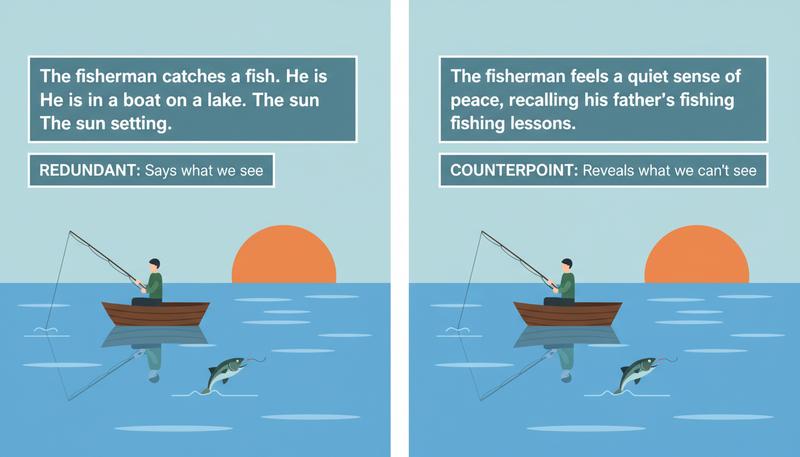 Diagram illustrating how narration and visuals work in counterpoint rather than parallel redundancy
