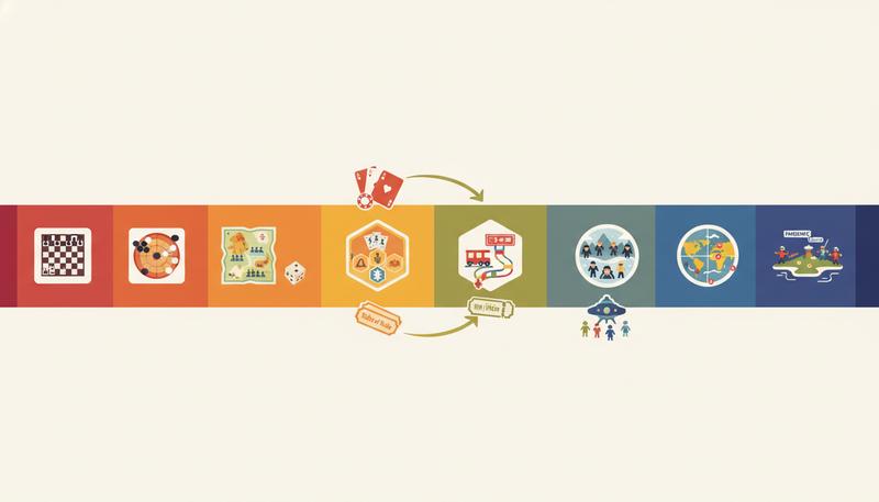 Visual spectrum from pure competition to full cooperation with example games at each position