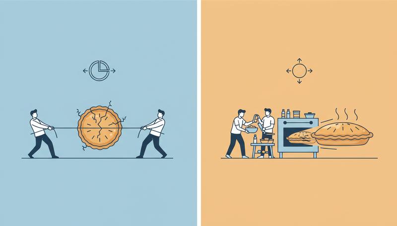 Side-by-side comparison of zero-sum versus non-zero-sum game dynamics