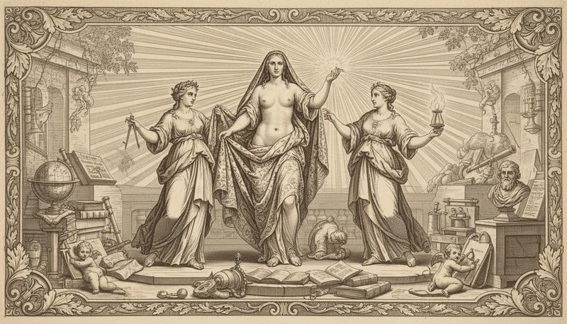 The frontispiece of the Encyclopédie showing Truth surrounded by allegorical figures of Reason and Philosophy