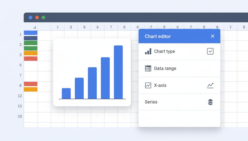 Google Sheets Chart Editor panel showing Setup and Customize tabs