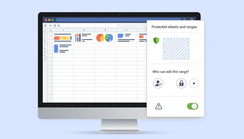 Google Sheets protected range panel showing permission settings