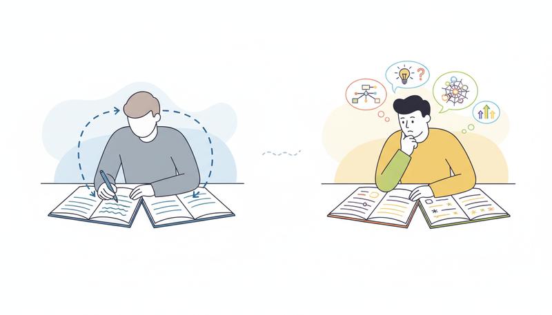Two contrasting cognitive modes during note-taking: passive transcription vs. active processing with synthesis and connection